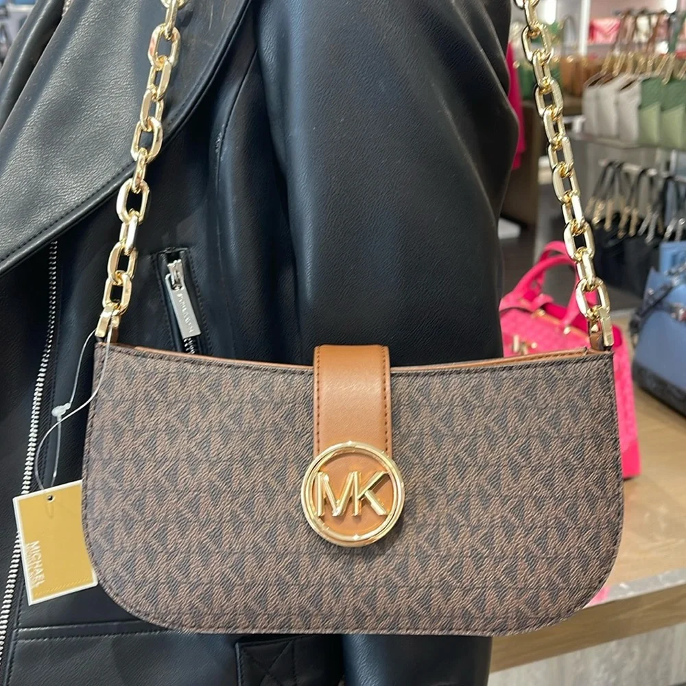 Michael Kors Carmen Small Logo Shoulder Pouchette Bag in Brown
NWT - Picture 11 of 16